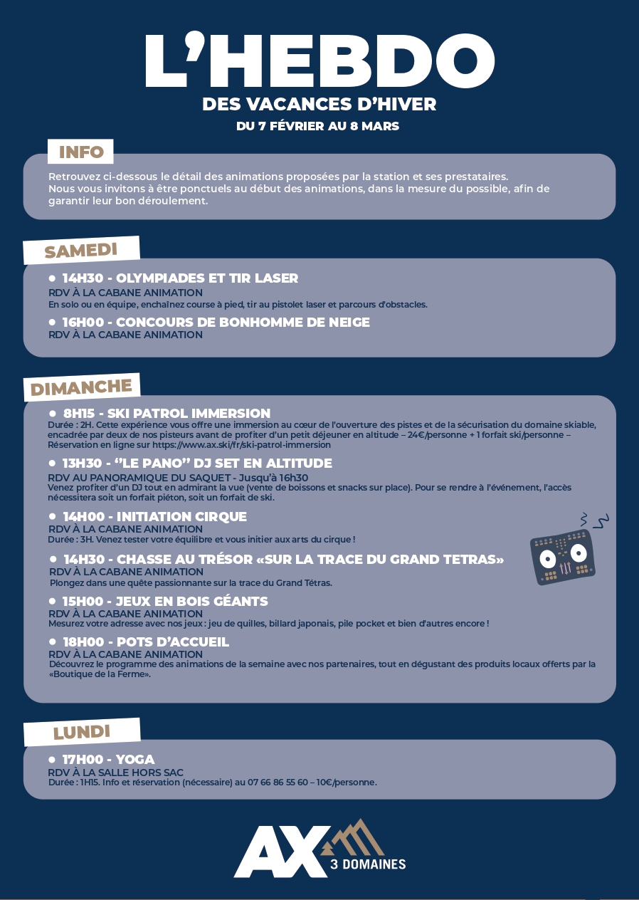 Programme animations page 1