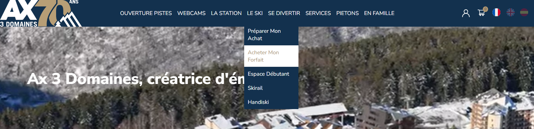 Rechargement : cliquez sur "Forfaits"