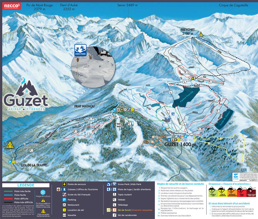 Plan des pistes de Guzet